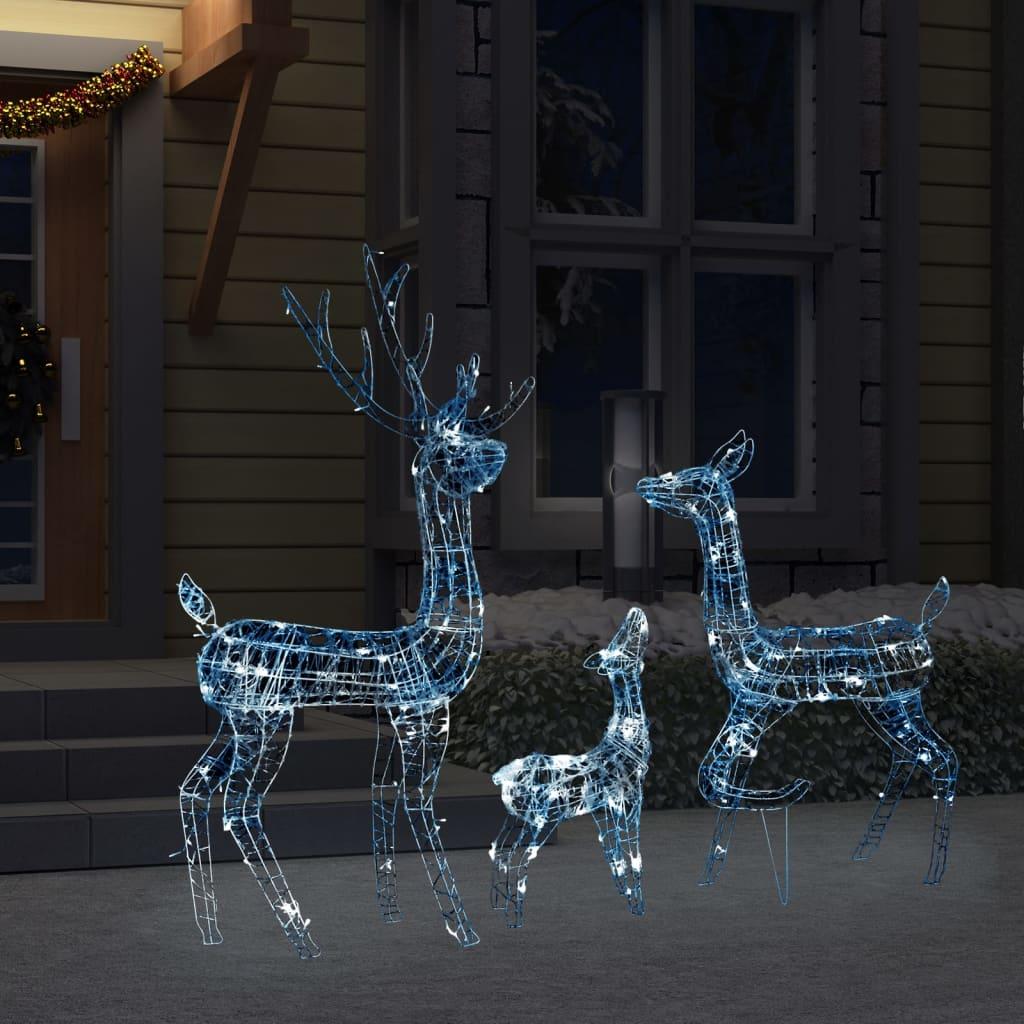 Kalėdinė dekoracija elnių šeima, akrilas, 300 šaltų baltų LED