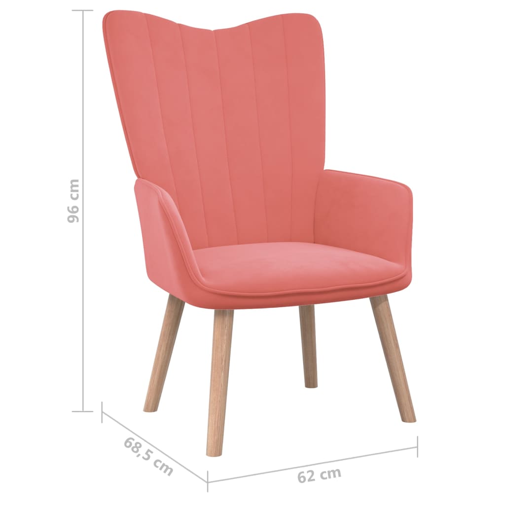 Poilsio kėdė su pakoja, rožinės spalvos, aksomas