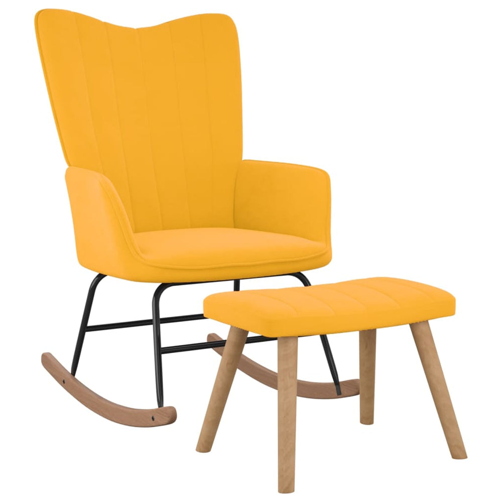 Supama kėdė su pakoja, garstyčių geltonos spalvos, aksomas