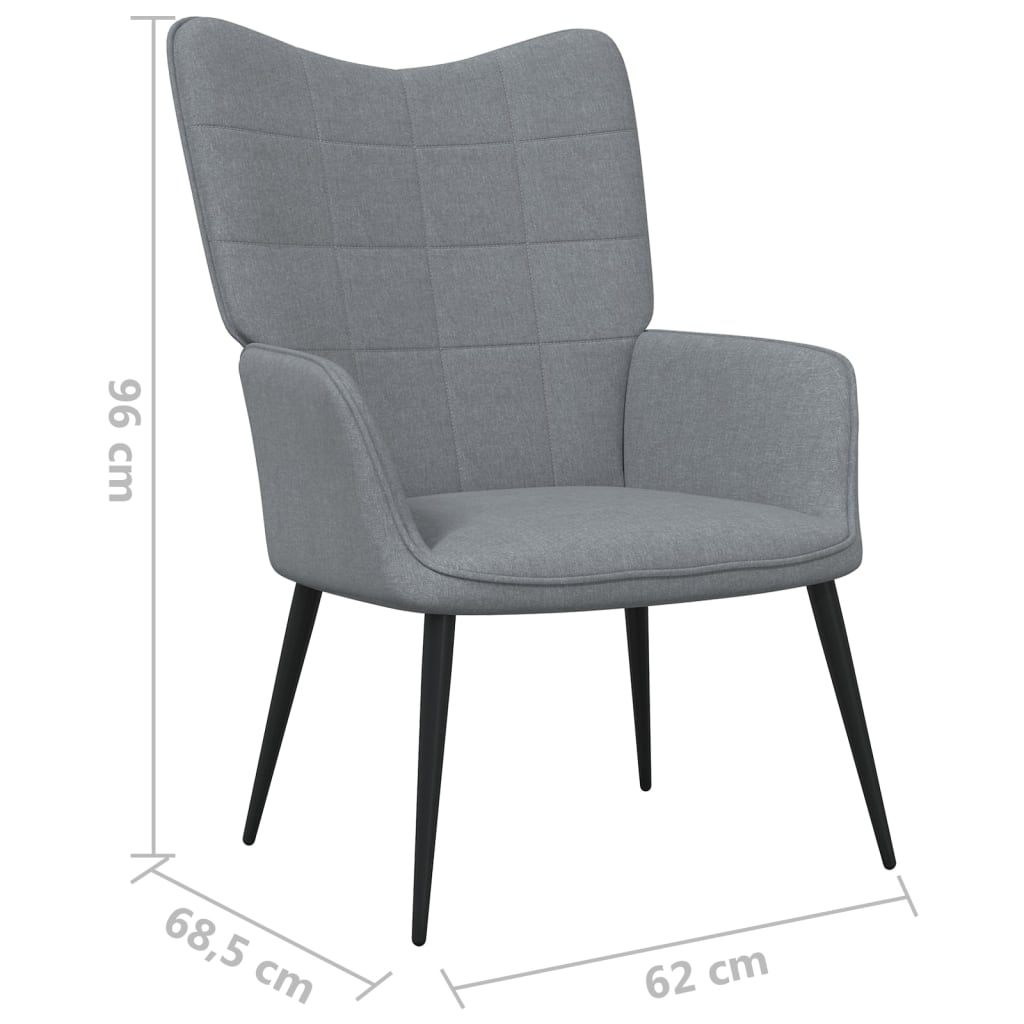 Poilsio kėdė su pakoja, šviesiai pilka, 62x68,5x96cm, audinys