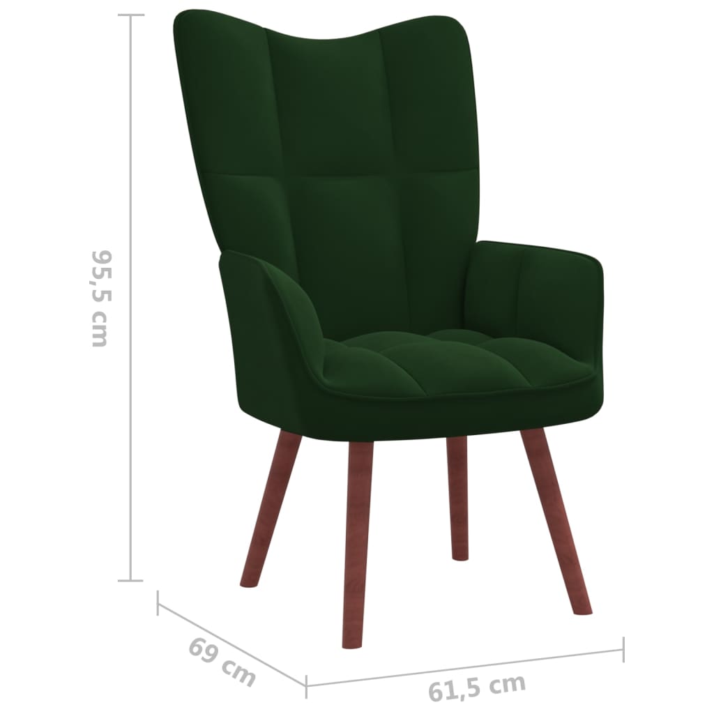 Poilsio kėdė su pakoja, tamsiai žalios spalvos, aksomas