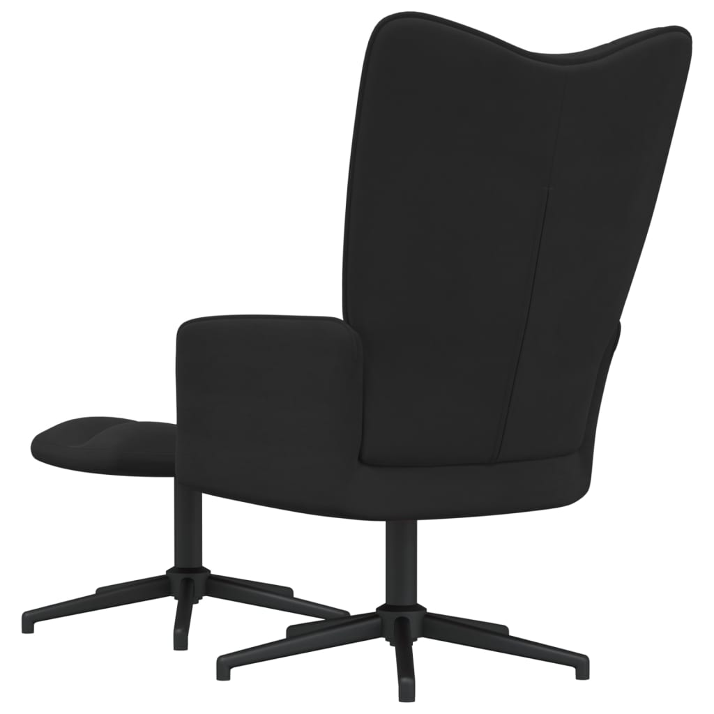 Poilsio kėdė su pakoja, juodos spalvos, aksomas