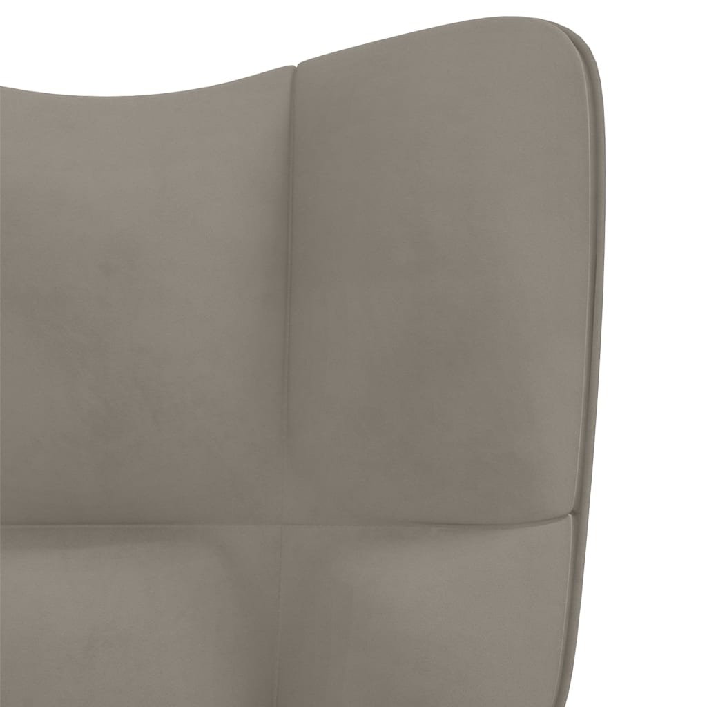 Poilsio kėdė su pakoja, šviesiai pilkos spalvos, aksomas