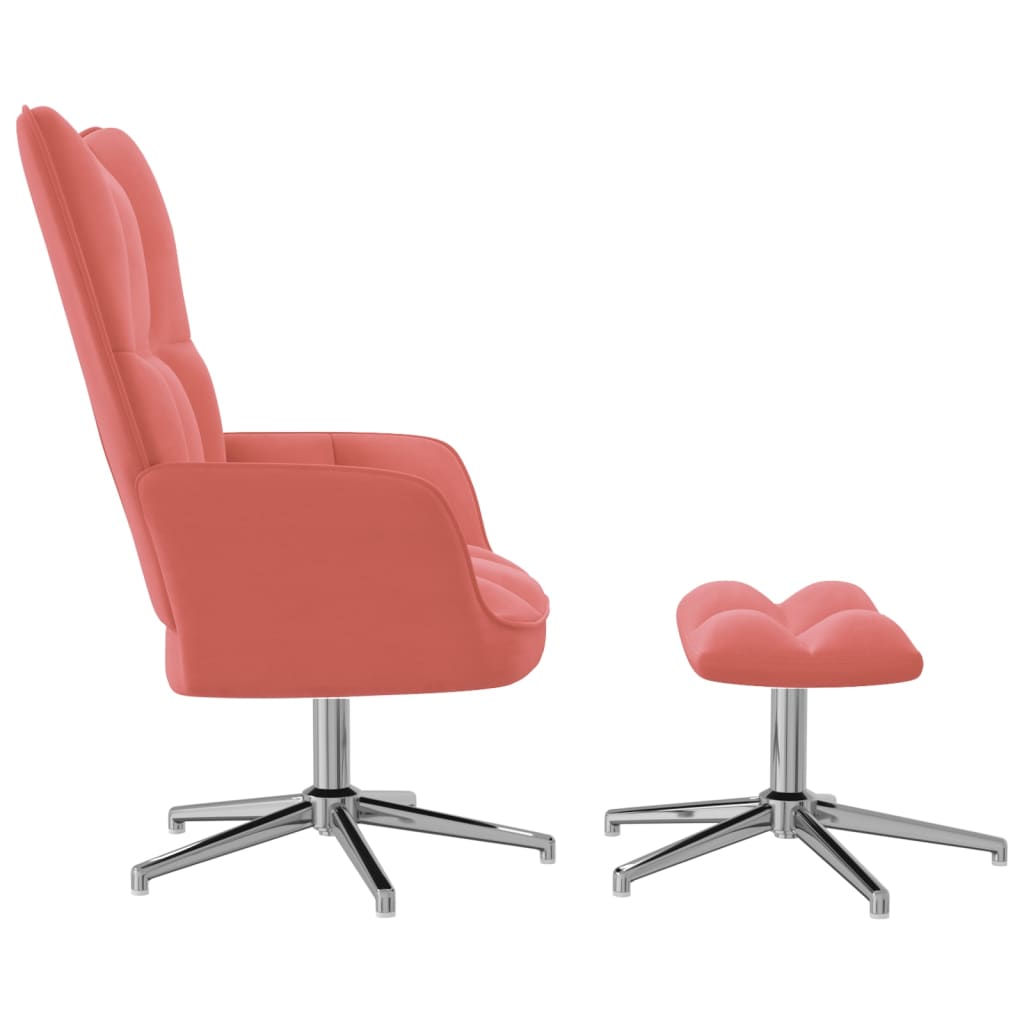 Poilsio kėdė su pakoja, rožinės spalvos, aksomas