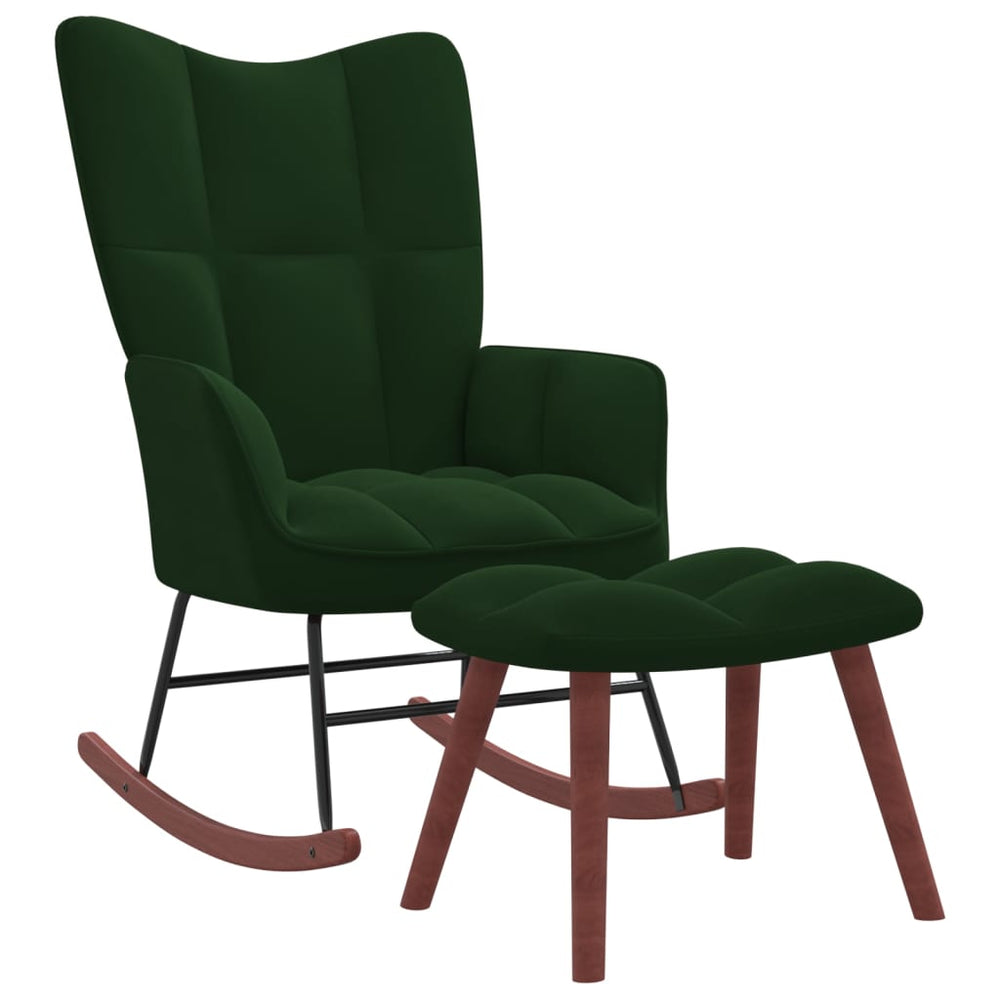 Supama kėdė su pakoja, tamsiai žalios spalvos, aksomas