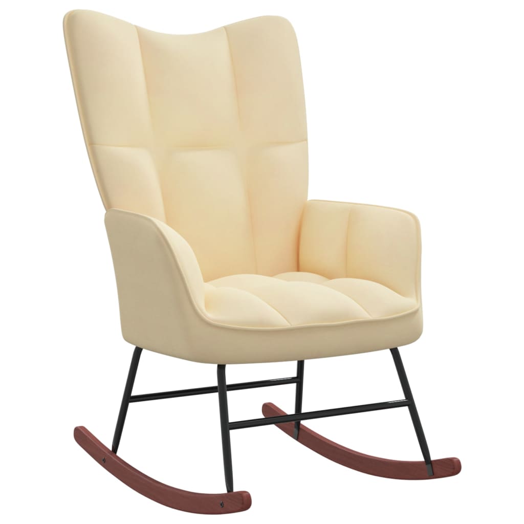 Supama kėdė su pakoja, kreminės baltos spalvos, aksomas