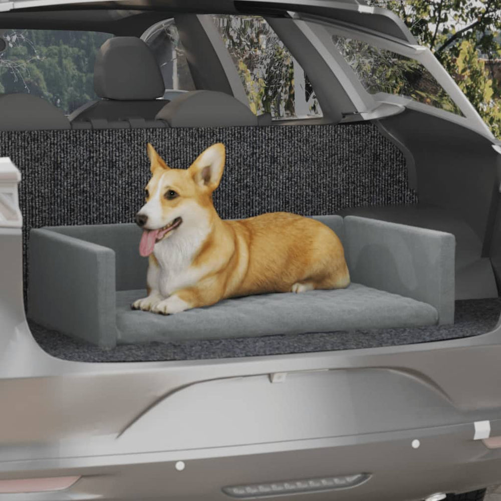 Šuns gultas automobilio bagažinei, šviesiai pilkas, 90x60cm