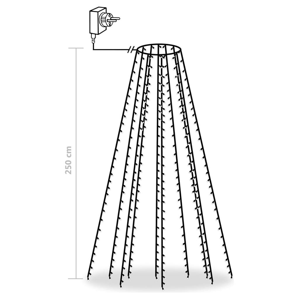 Kalėdų eglutės girlianda su 250 mėlynų LED lempučių, 250cm