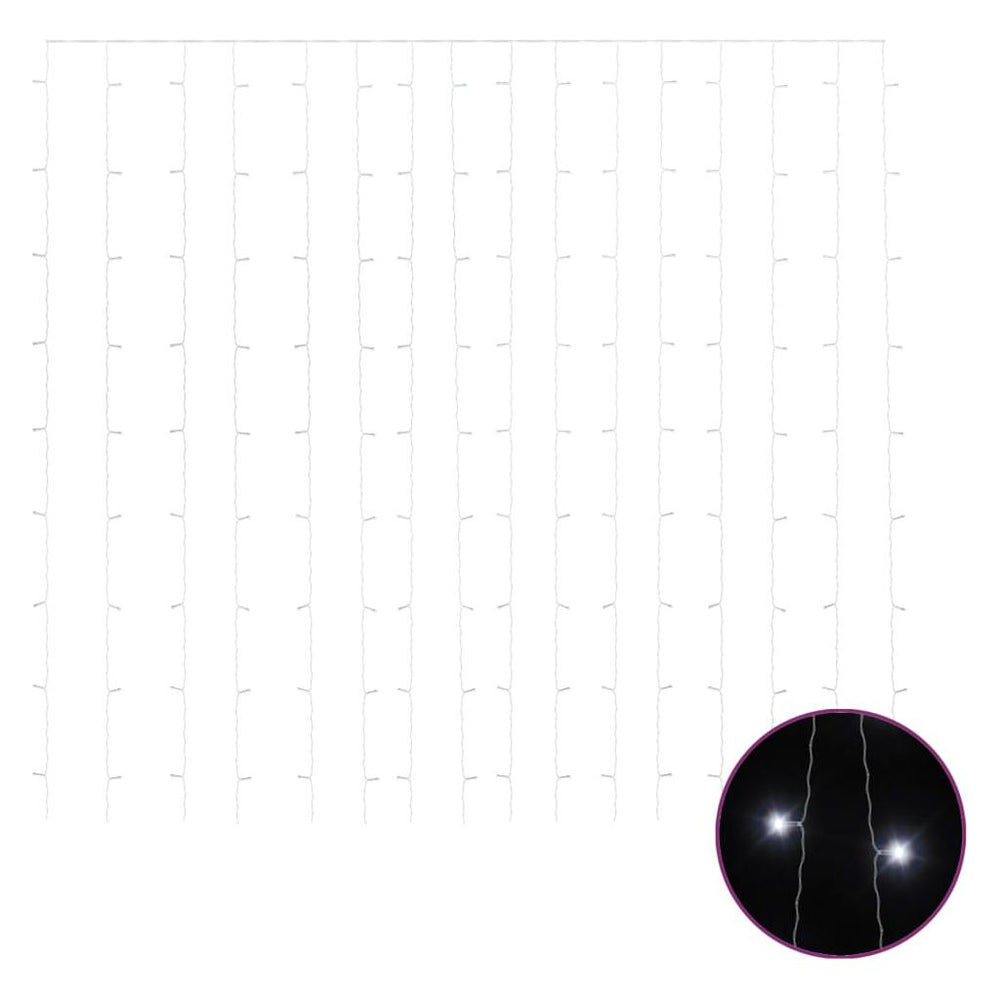 LED lempučių užuolaida, 3x3m, 300 šaltų baltų LED lempučių