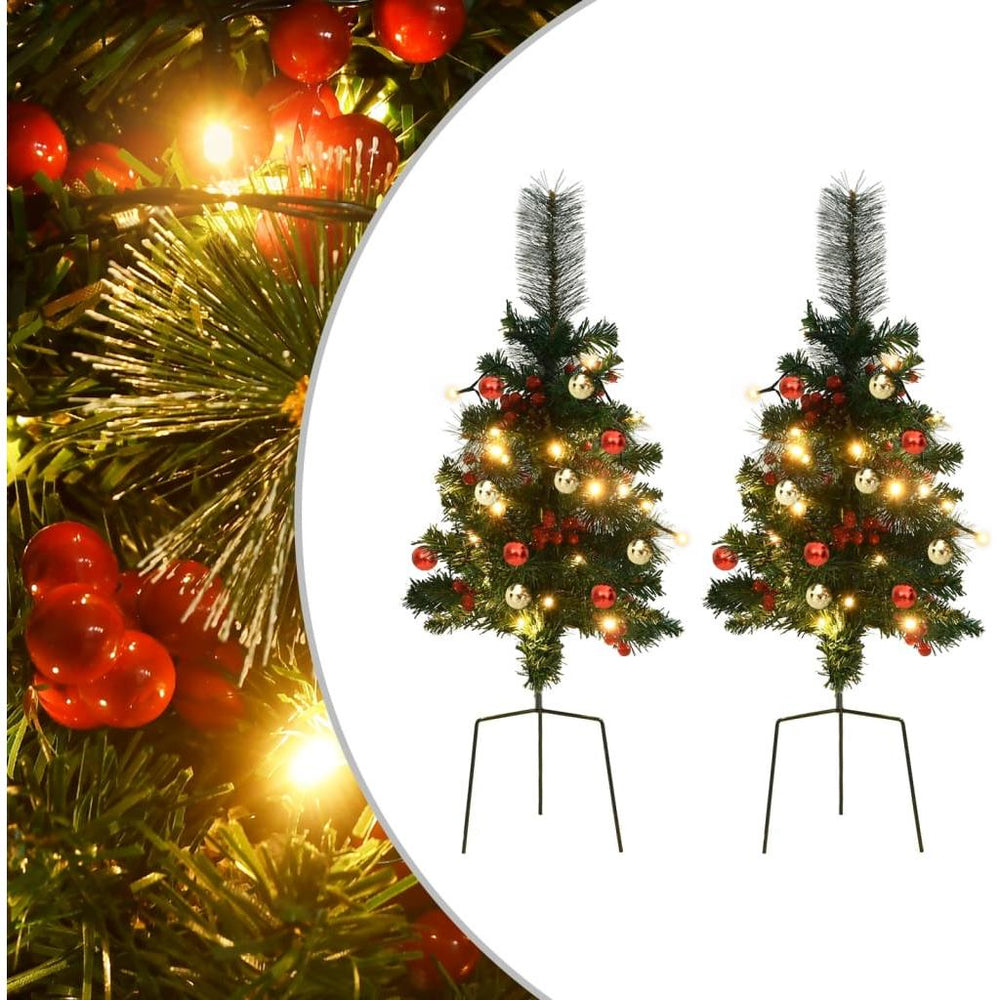 Dirbtiniai kalėdiniai medžiai su LED, 2vnt., 76cm, PVC