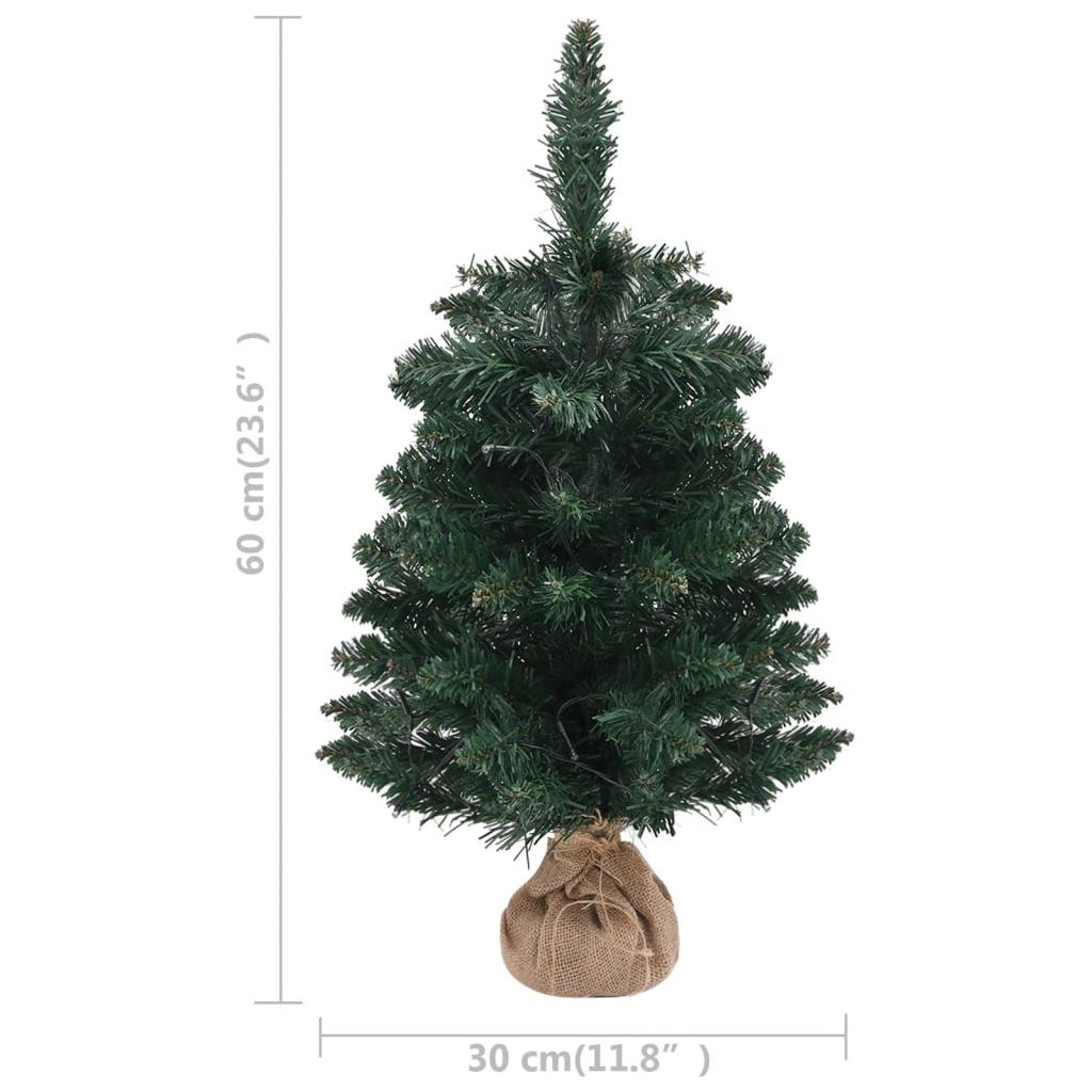 Dirbtinė Kalėdų eglutė su stovu ir LED, žalia, 60cm, PVC