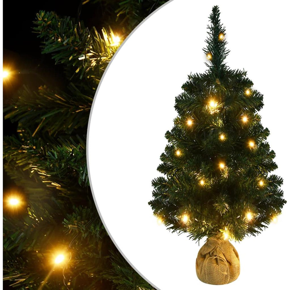Dirbtinė Kalėdų eglutė su stovu ir LED, žalia, 90cm, PVC