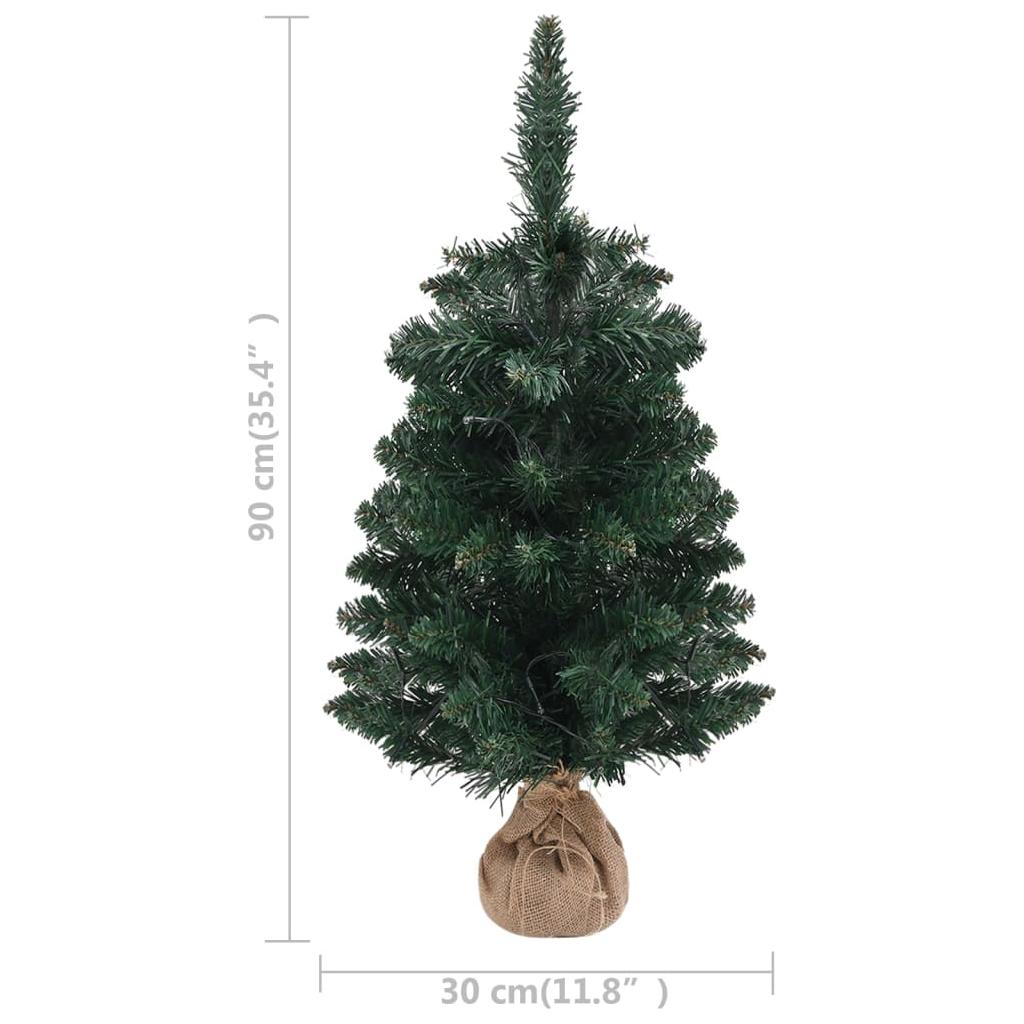 Dirbtinė Kalėdų eglutė su stovu ir LED, žalia, 90cm, PVC