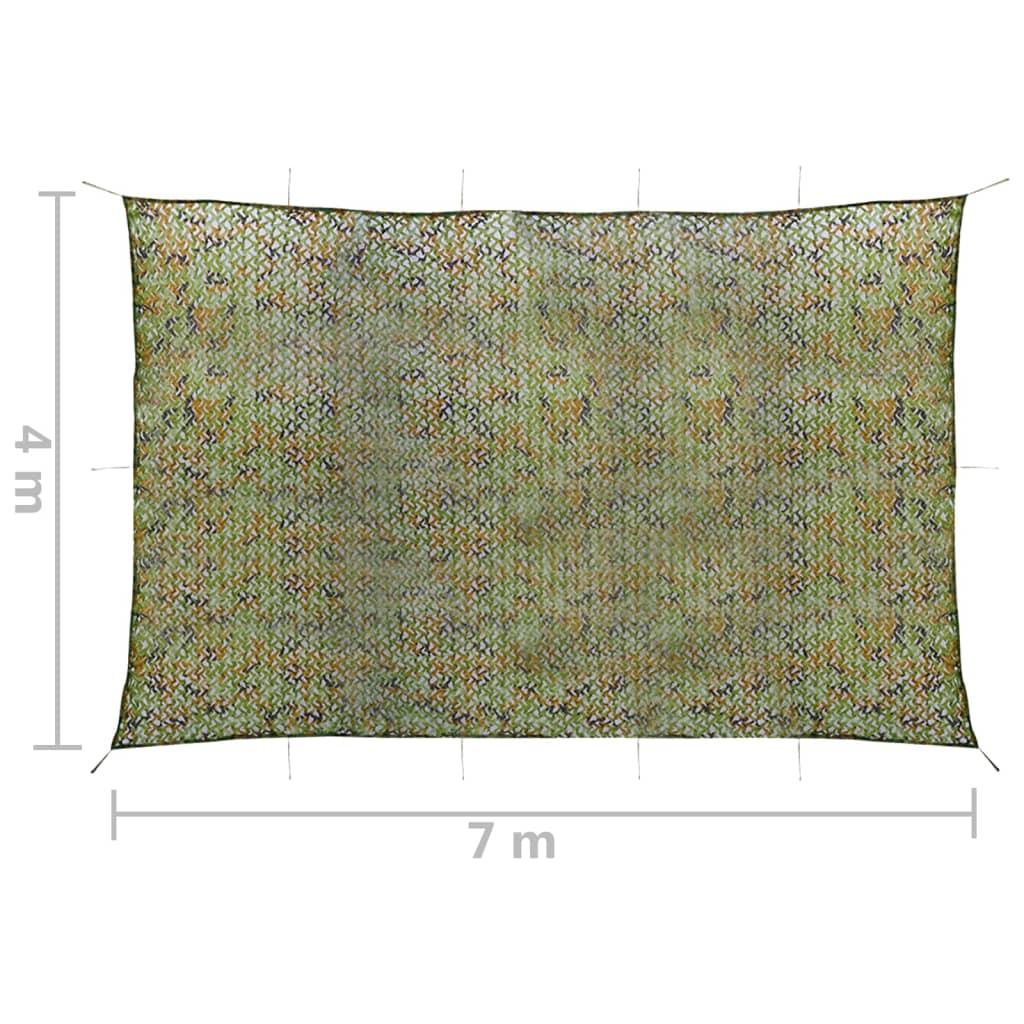 Kamufliažinis tinklas su laikymo krepšiu, žalios spalvos, 4x7m
