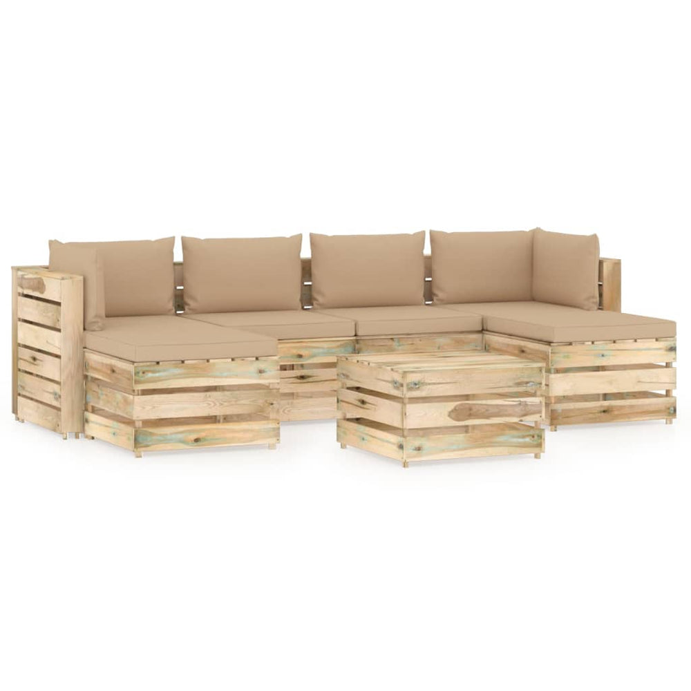 Sodo komplektas su pagalvėlėmis, 7 dalių, impregnuota mediena