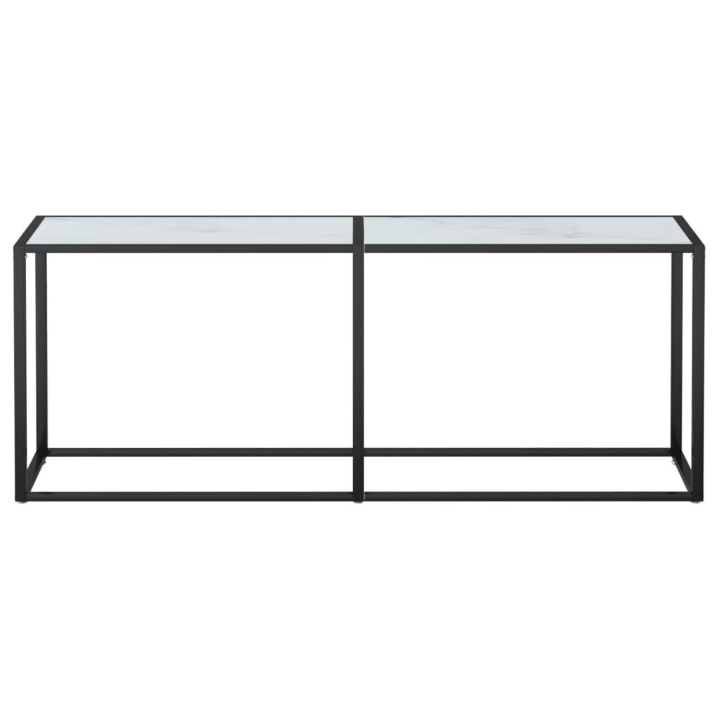 Konsolinis staliukas, balto marmuro, 200x35x75,5cm, stiklas