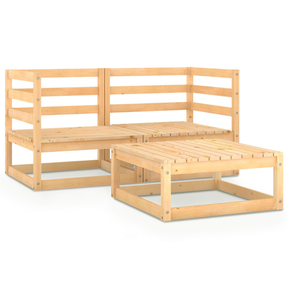 Sodo poilsio baldų komplektas, 3 dalių, pušies medienos masyvas