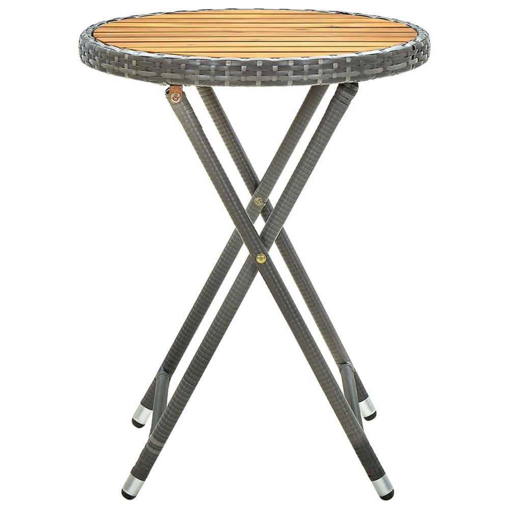 Arbatos staliukas, pilkas, 60cm, poliratanas ir akacijos masyvas