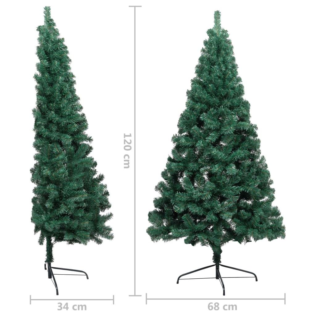 Dirbtinė pusinė Kalėdų eglutė su LED/stovu, žalia, 120cm, PVC