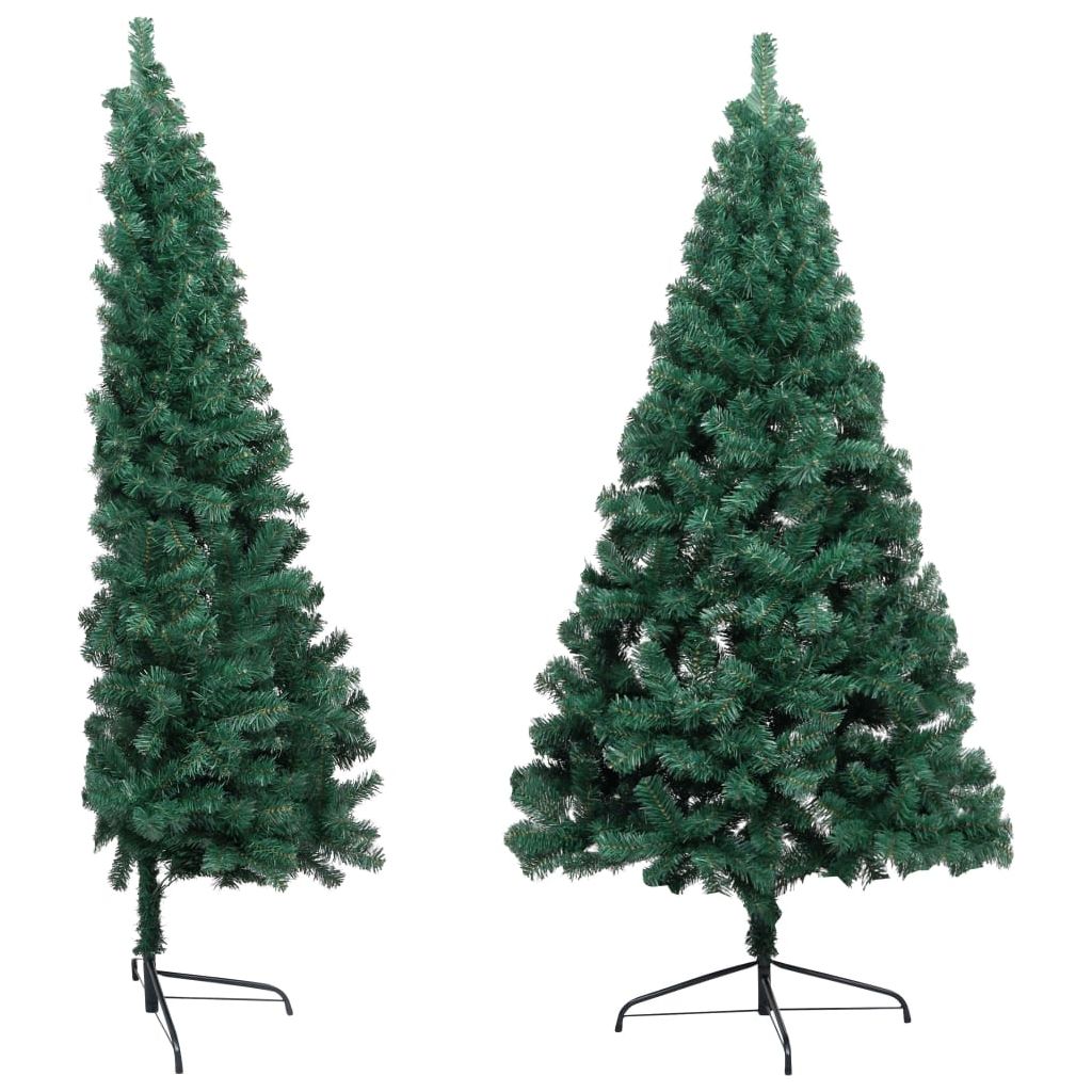 Dirbtinė pusinė Kalėdų eglutė su LED/stovu, žalia, 150cm, PVC