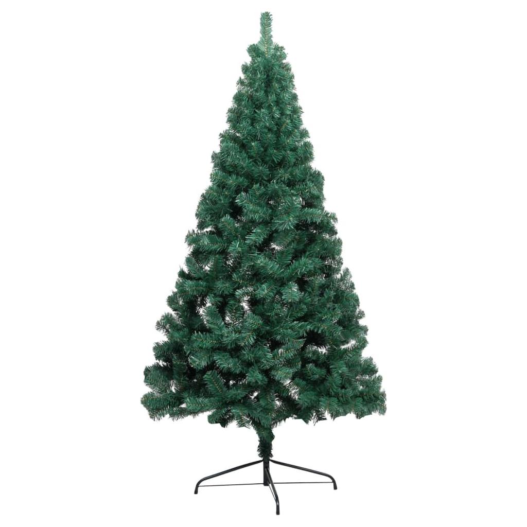Dirbtinė pusinė Kalėdų eglutė su LED/stovu, žalia, 150cm, PVC