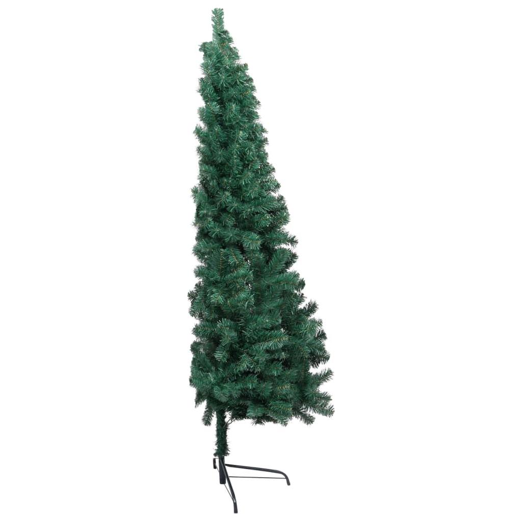 Dirbtinė pusinė Kalėdų eglutė su LED/stovu, žalia, 150cm, PVC