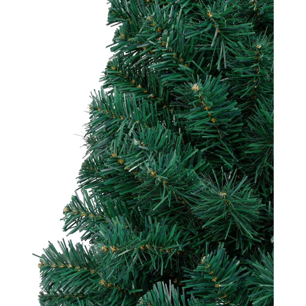 Dirbtinė pusinė Kalėdų eglutė su LED/stovu, žalia, 150cm, PVC