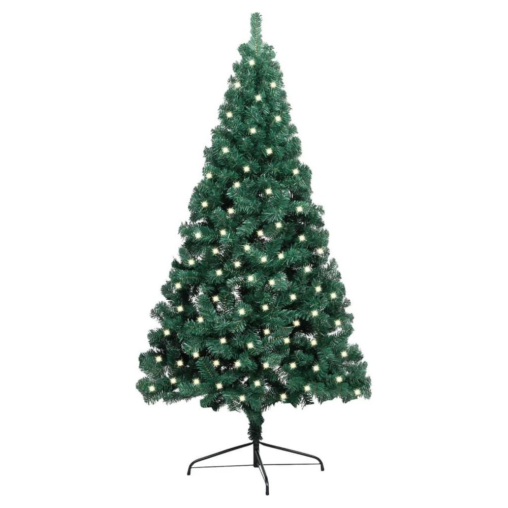 Dirbtinė pusinė Kalėdų eglutė su LED/stovu, žalia, 240cm, PVC