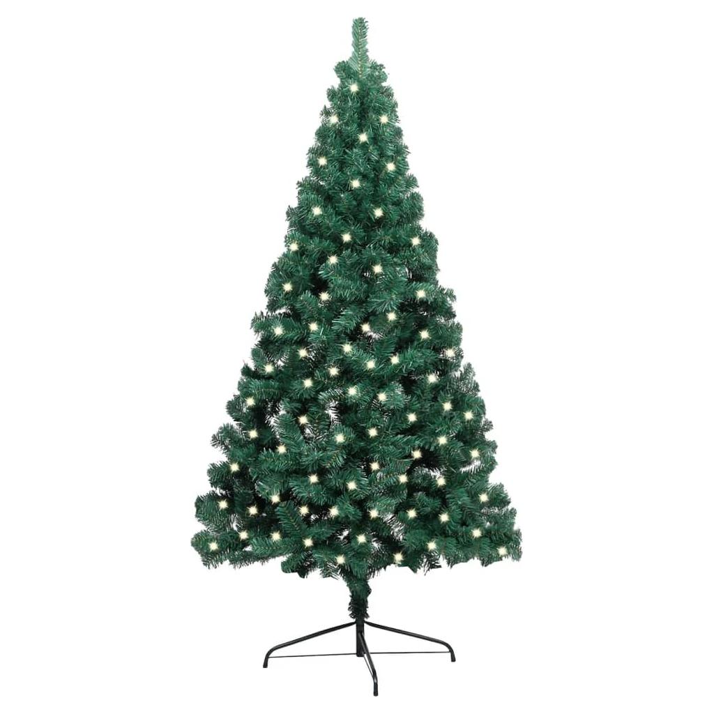 Dirbtinė pusinė Kalėdų eglutė su LED/stovu, žalia, 240cm, PVC