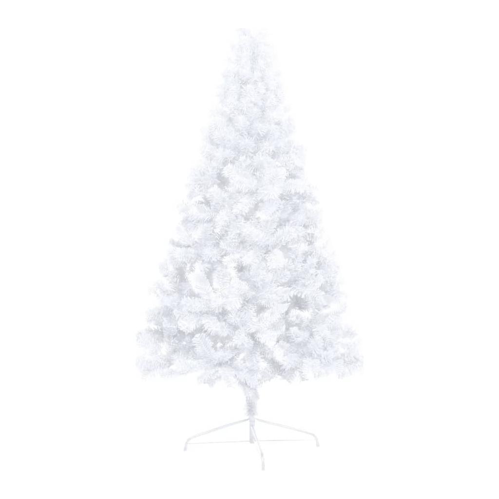 Dirbtinė pusinė Kalėdų eglutė su LED/stovu, balta, 210cm, PVC