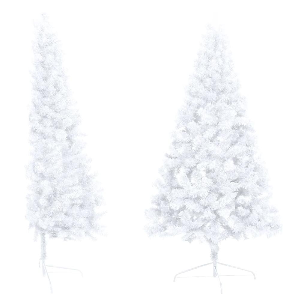 Dirbtinė pusinė Kalėdų eglutė su LED/stovu, balta, 240cm, PVC