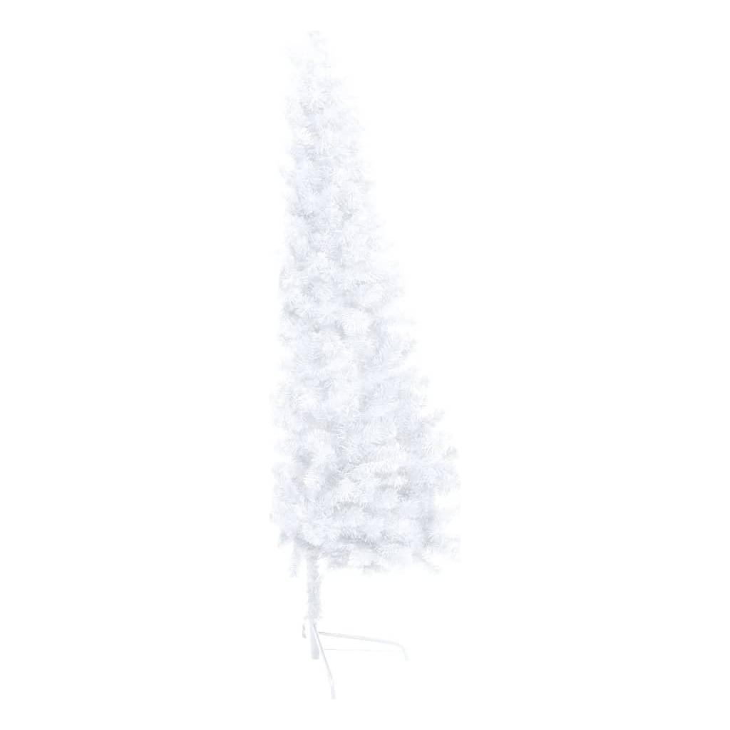 Dirbtinė pusinė Kalėdų eglutė su LED/stovu, balta, 240cm, PVC