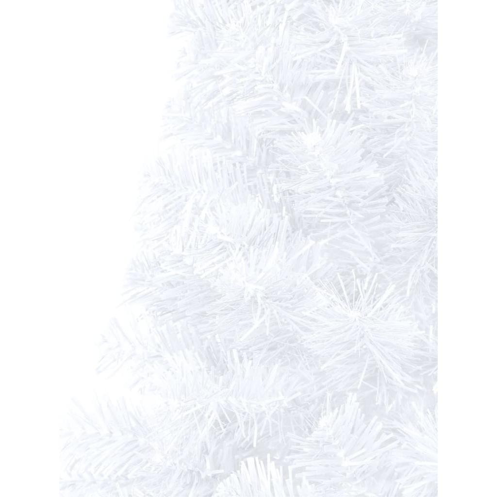 Dirbtinė pusinė Kalėdų eglutė su LED/stovu, balta, 240cm, PVC