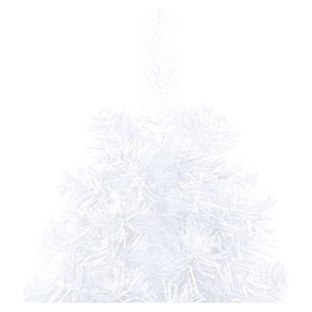 Dirbtinė pusinė Kalėdų eglutė su LED/stovu, balta, 240cm, PVC