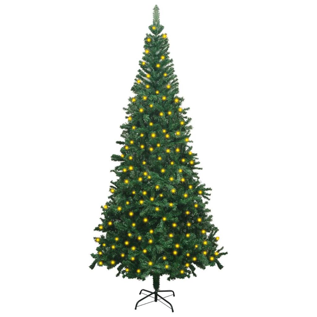 Dirbtinė Kalėdų eglutė su LED lemputėmis, žalia, 240cm, L
