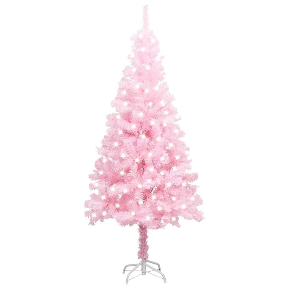 Dirbtinė Kalėdų eglutė su LED/stovu, rožinė, 120cm, PVC