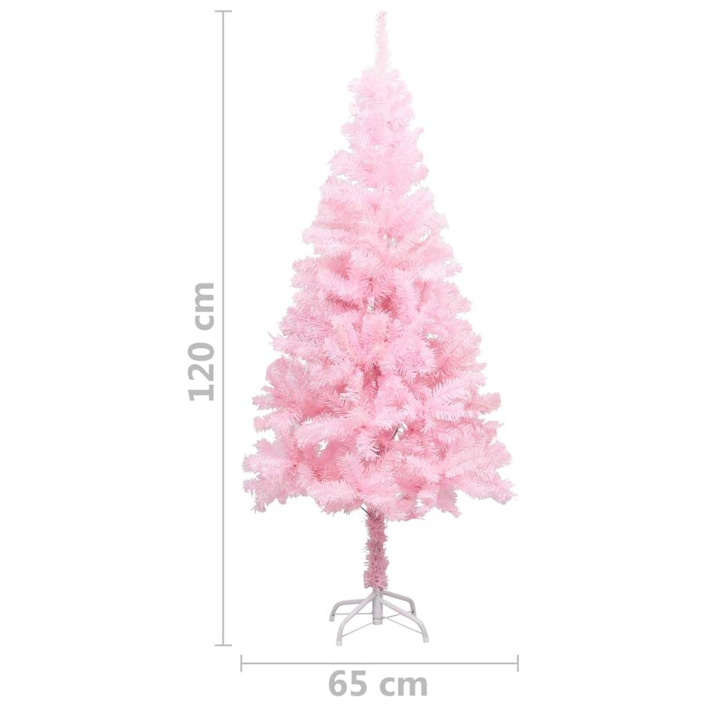 Dirbtinė Kalėdų eglutė su LED/stovu, rožinė, 120cm, PVC