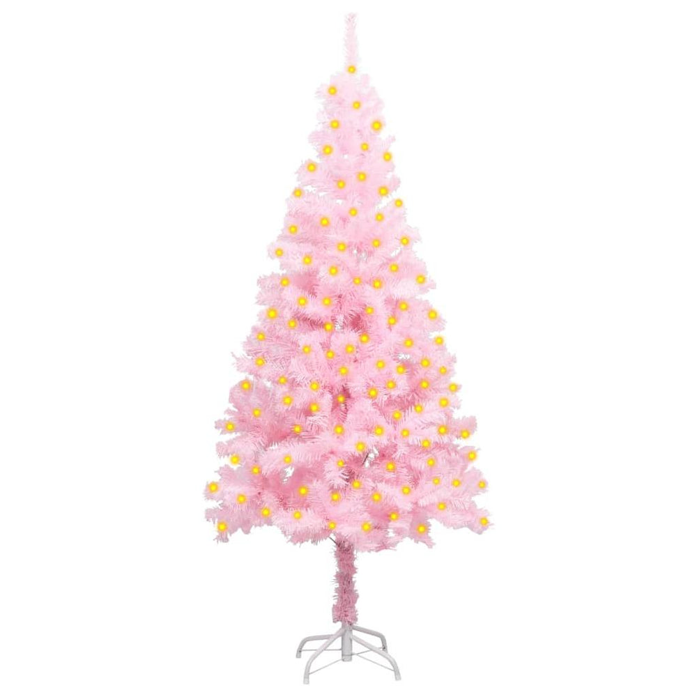 Dirbtinė Kalėdų eglutė su LED/stovu, rožinė, 150cm, PVC