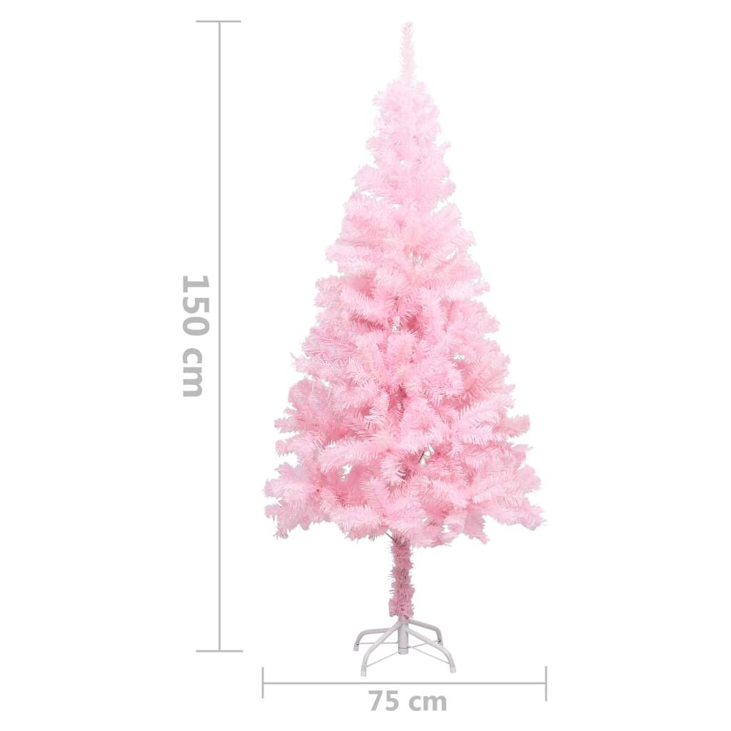 Dirbtinė Kalėdų eglutė su LED/stovu, rožinė, 150cm, PVC