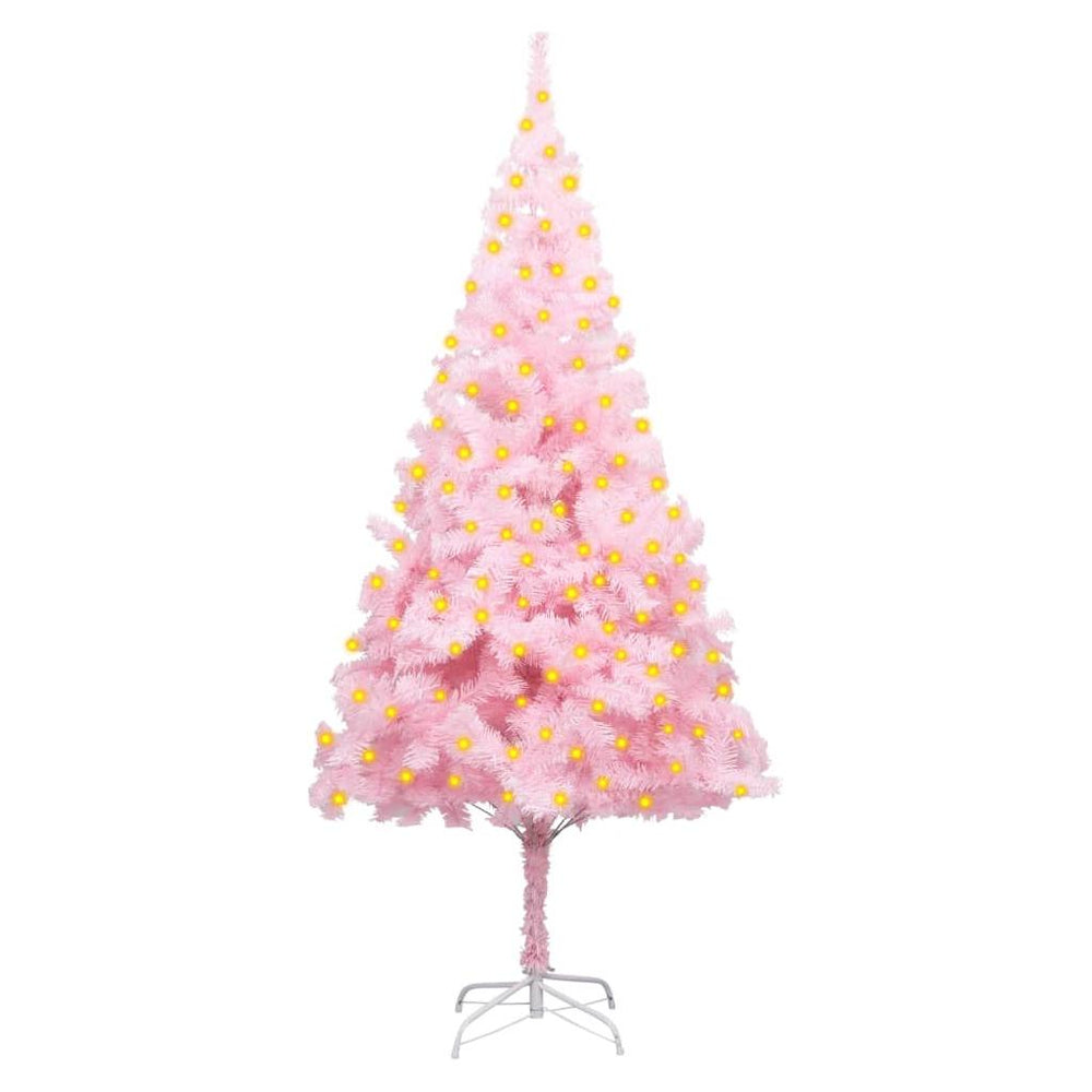 Dirbtinė Kalėdų eglutė su LED/stovu, rožinė, 180cm, PVC