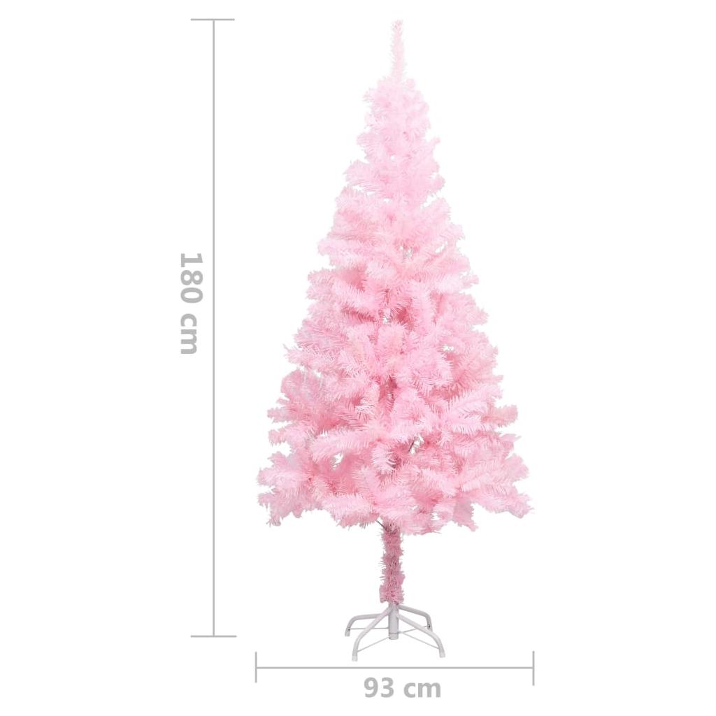 Dirbtinė Kalėdų eglutė su LED/stovu, rožinė, 180cm, PVC