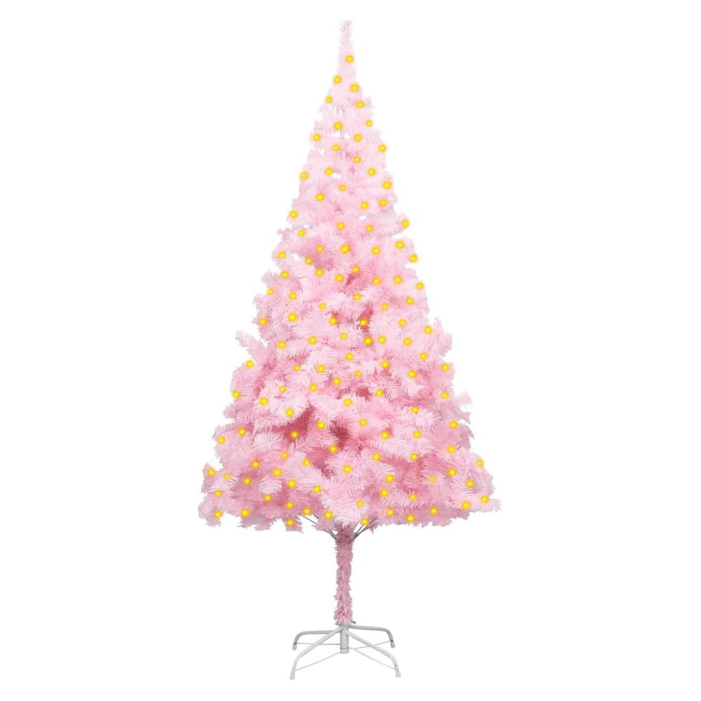 Dirbtinė Kalėdų eglutė su LED/stovu, rožinė, 210cm, PVC