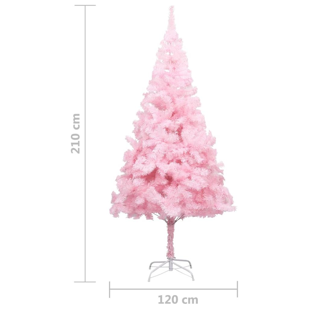 Dirbtinė Kalėdų eglutė su LED/stovu, rožinė, 210cm, PVC