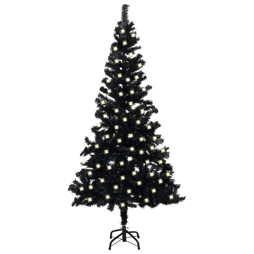 Dirbtinė Kalėdų eglutė su LED/stovu, juoda, 120cm, PVC