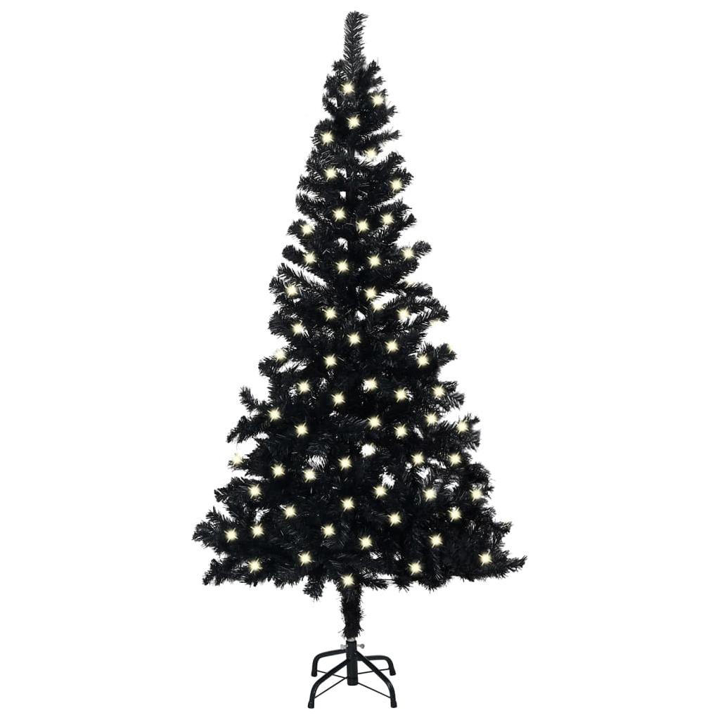 Dirbtinė Kalėdų eglutė su LED/stovu, juoda, 120cm, PVC