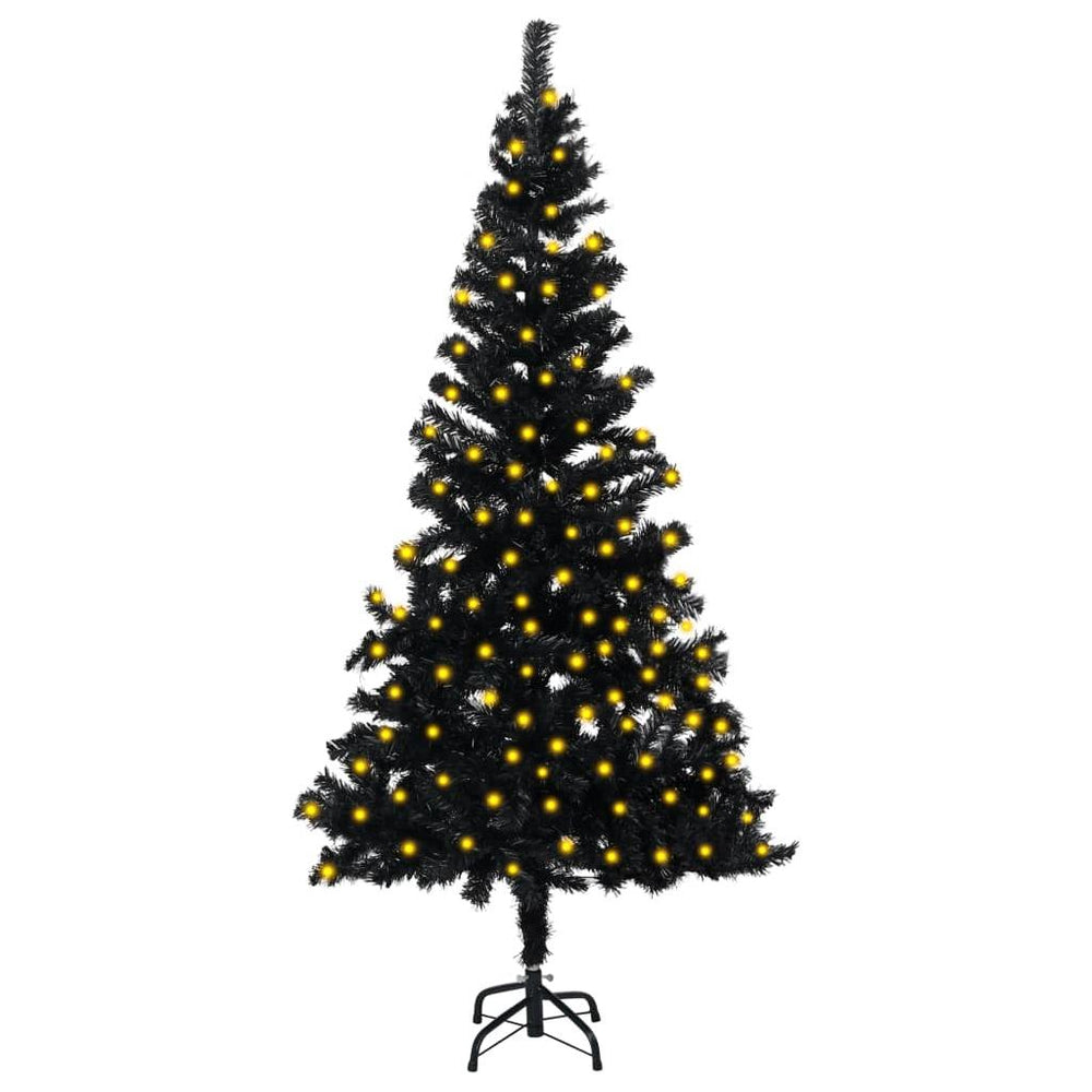Dirbtinė Kalėdų eglutė su LED/stovu, juoda, 150cm, PVC