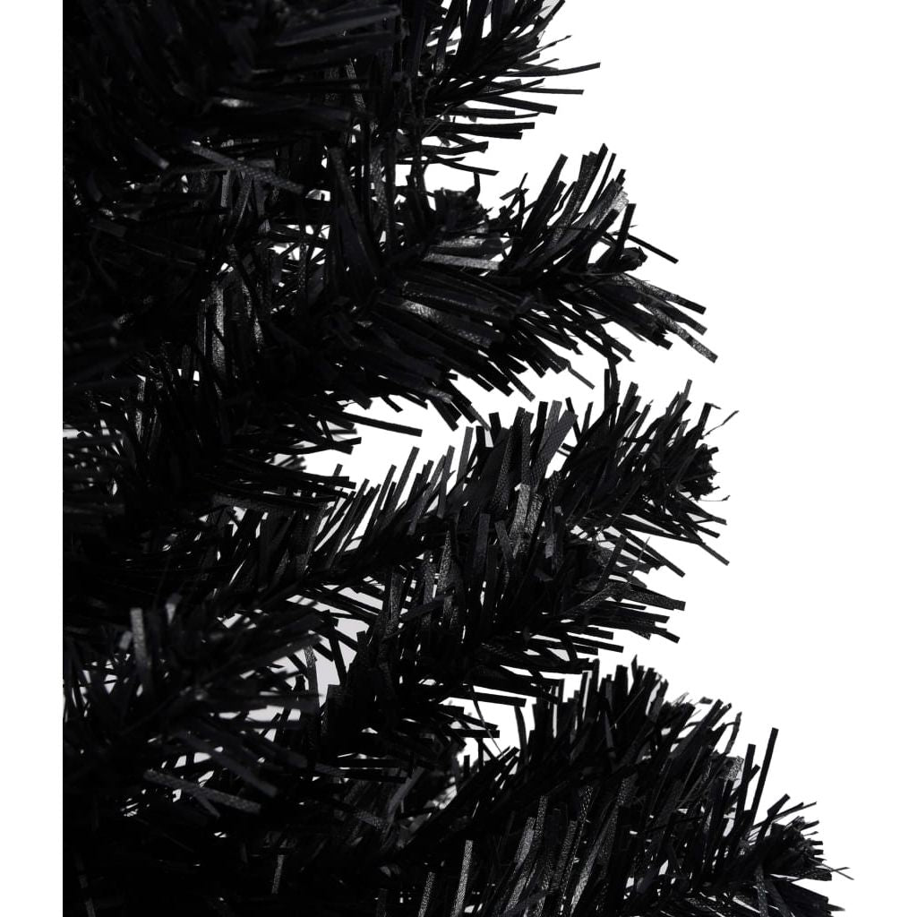 Dirbtinė Kalėdų eglutė su LED/stovu, juoda, 150cm, PVC