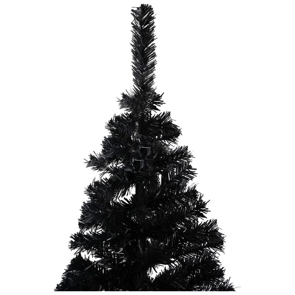 Dirbtinė Kalėdų eglutė su LED/stovu, juoda, 150cm, PVC