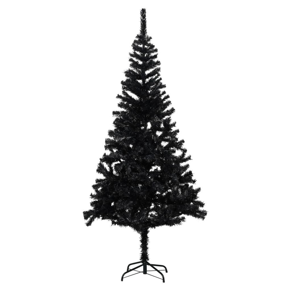 Dirbtinė Kalėdų eglutė su LED/stovu, juoda, 180cm, PVC