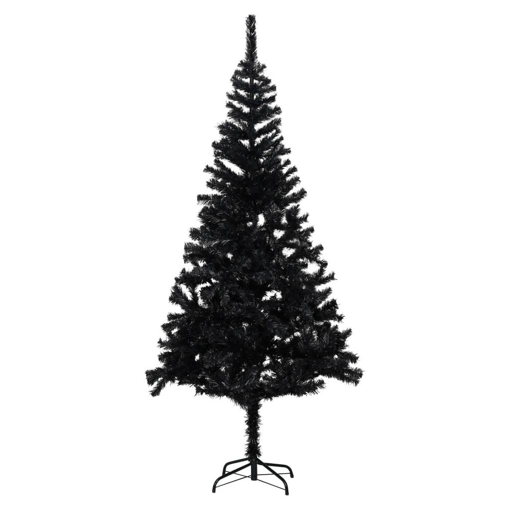 Dirbtinė Kalėdų eglutė su LED/stovu, juoda, 180cm, PVC
